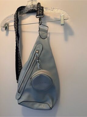 BCBGeneration Light Gray Sling Crossbody Bag with Detachable Coin Pouch
